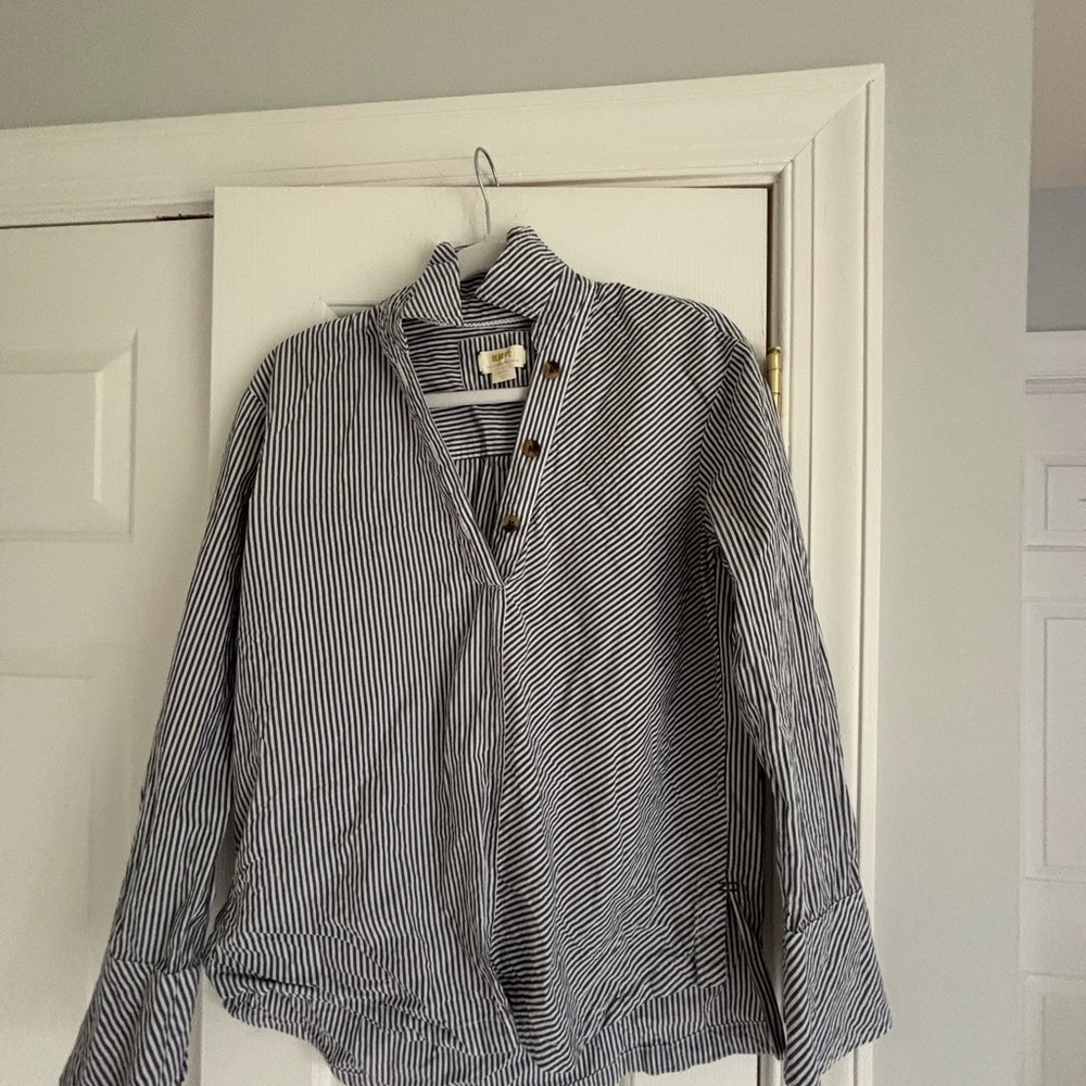 Maeve Navy and White Casual Button Down Shirt